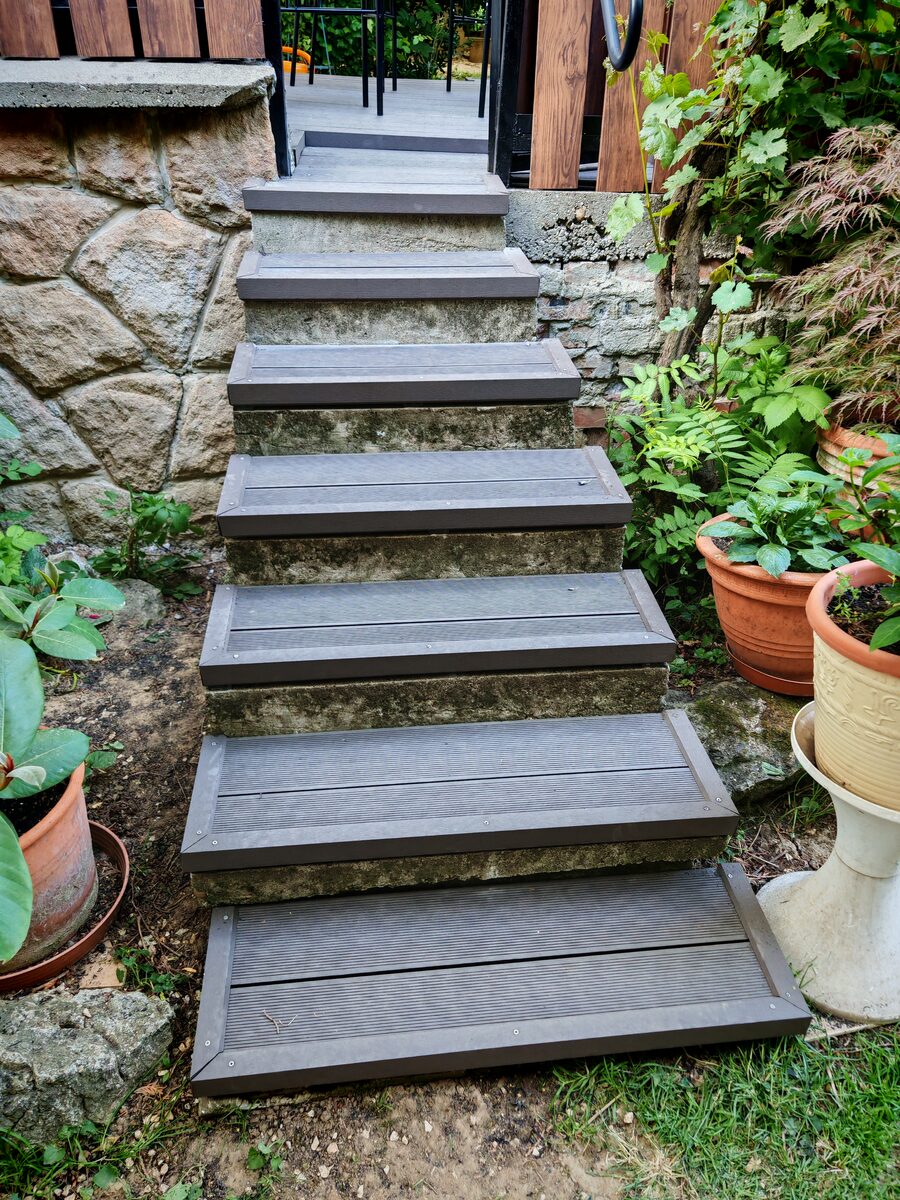 WPC composite garden steps — grey, Brighton